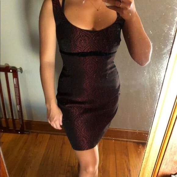 Nanette Lepore Vintage 2 Pc Shift Dress Suit Acetate/Acrylic Burgundy Sz 4 - Picture 12 of 14